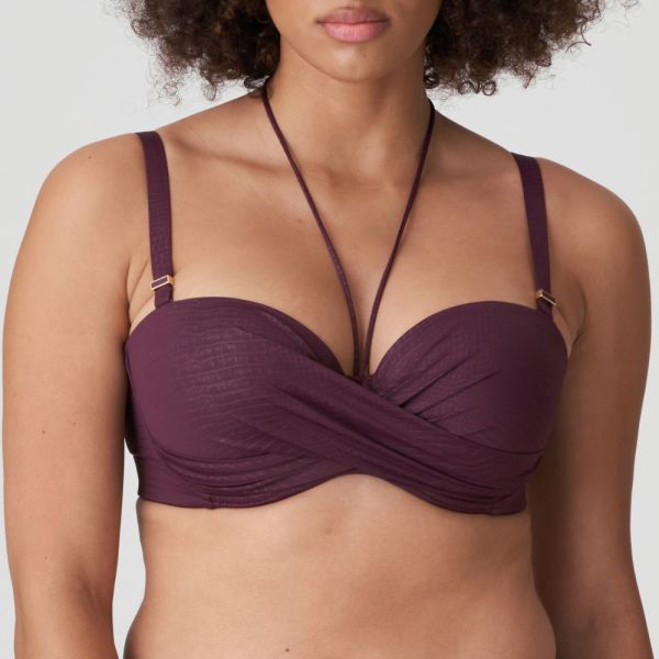 PrimaDonna Swim DALYAN padded strapless bikini top in wine
