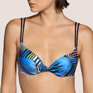 Andres Sarda Swimwear MAHONY padded plunge bikini top in blue